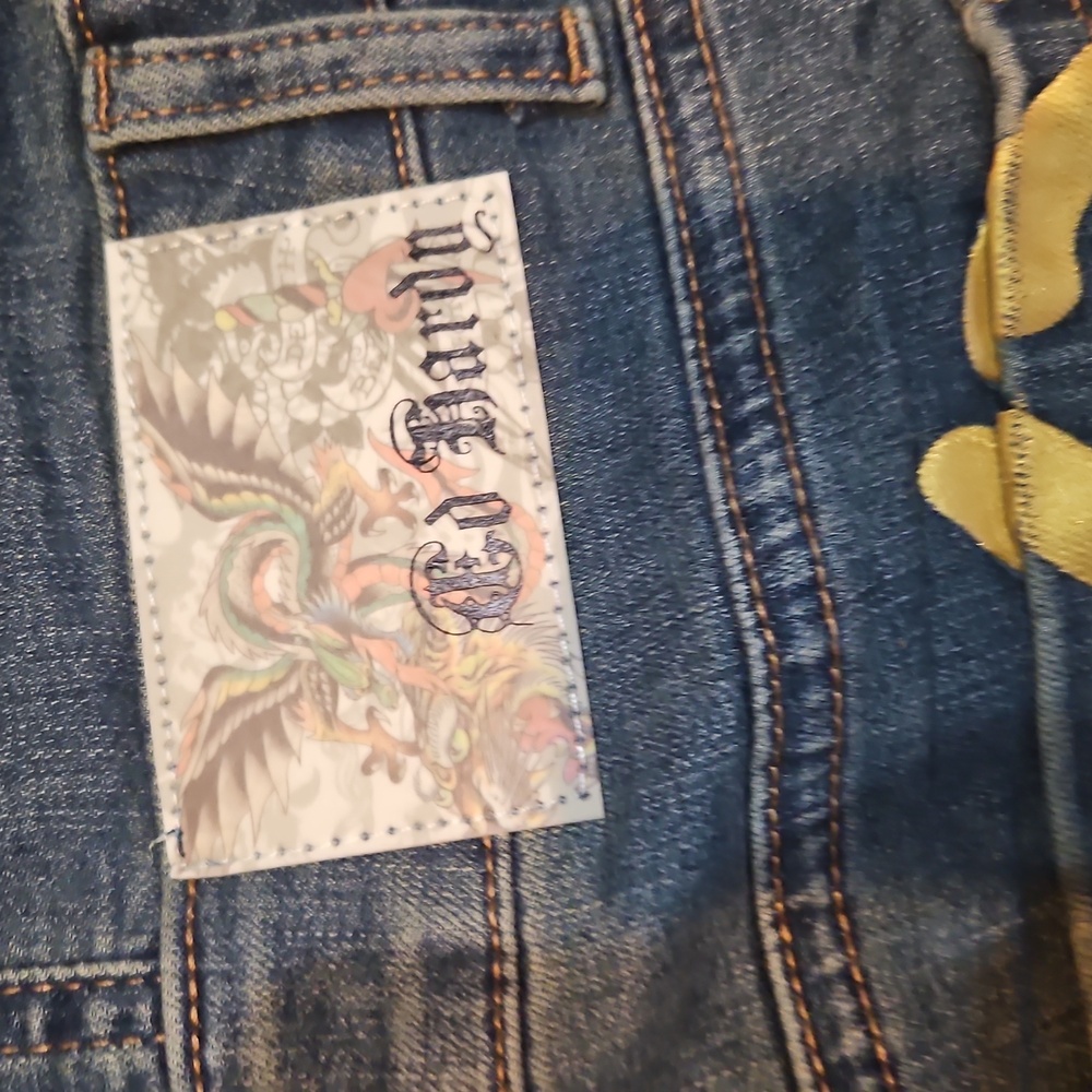 Women's Ed Hardy NYC Denim Jumpsuit - Medium Wash Size XL - Picture 14 of 14